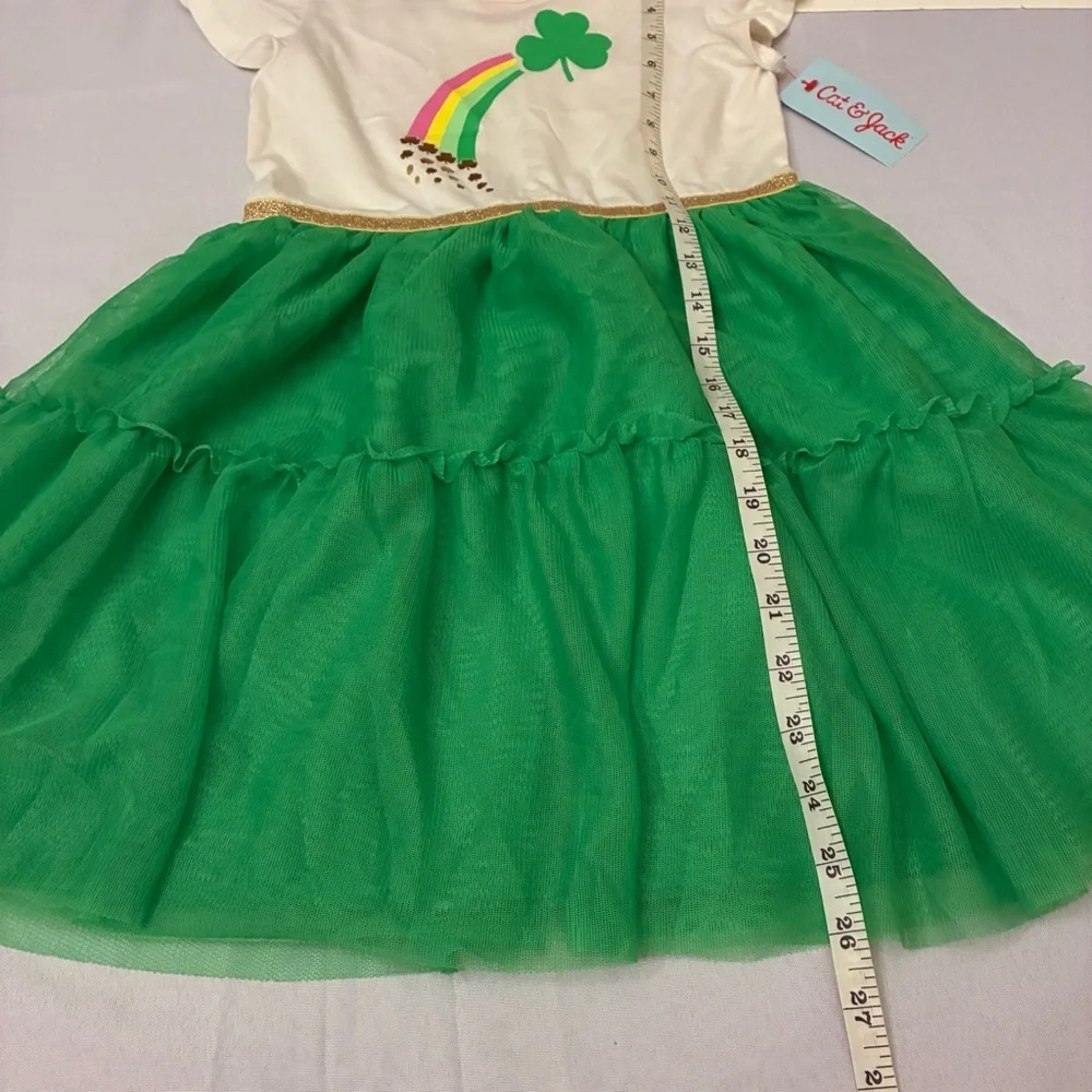 Cat & Jack Girls' St. Patrick's Day Tiered Tulle Short Sleeve Dress Size M/8